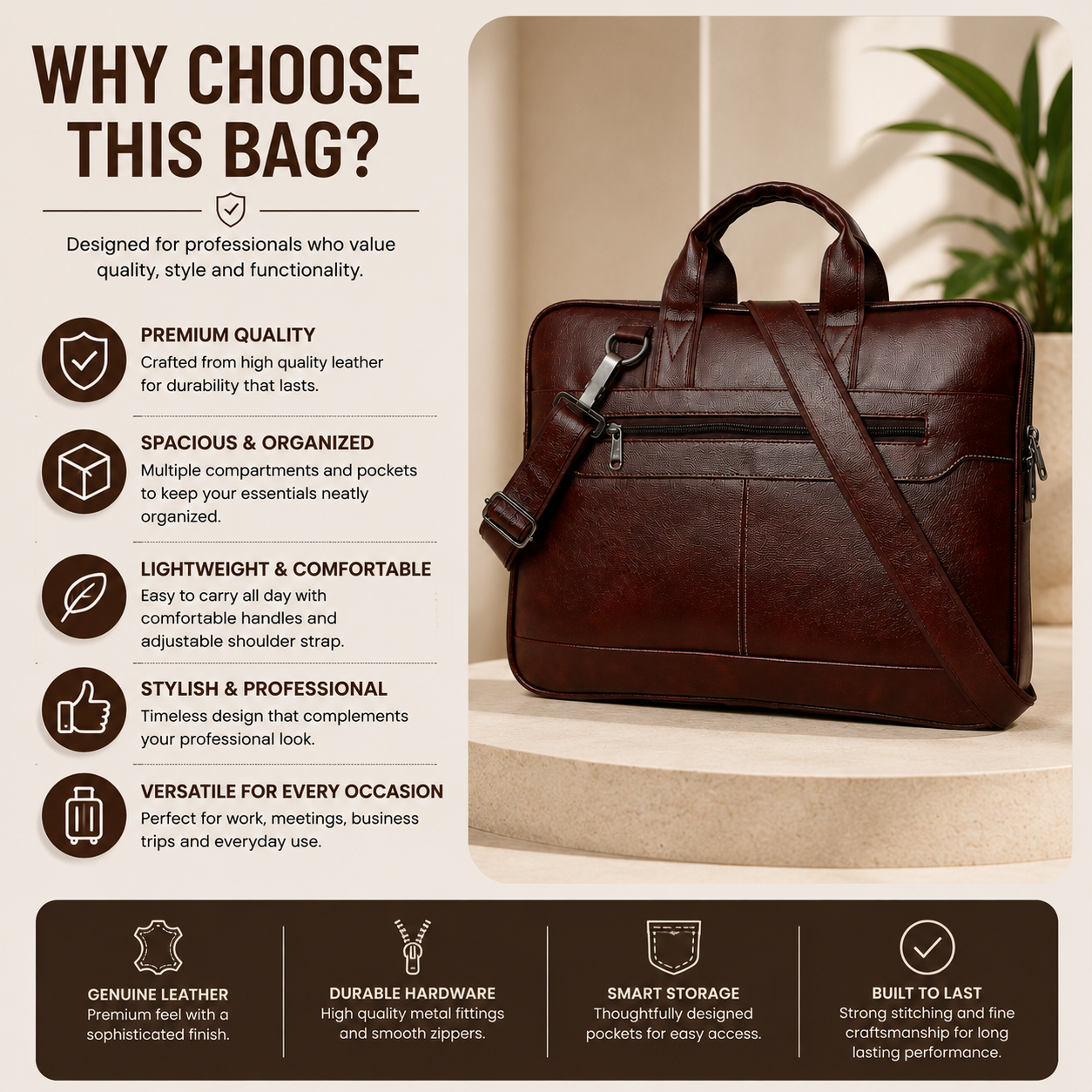 The Executive Tote- Bisons Sienna