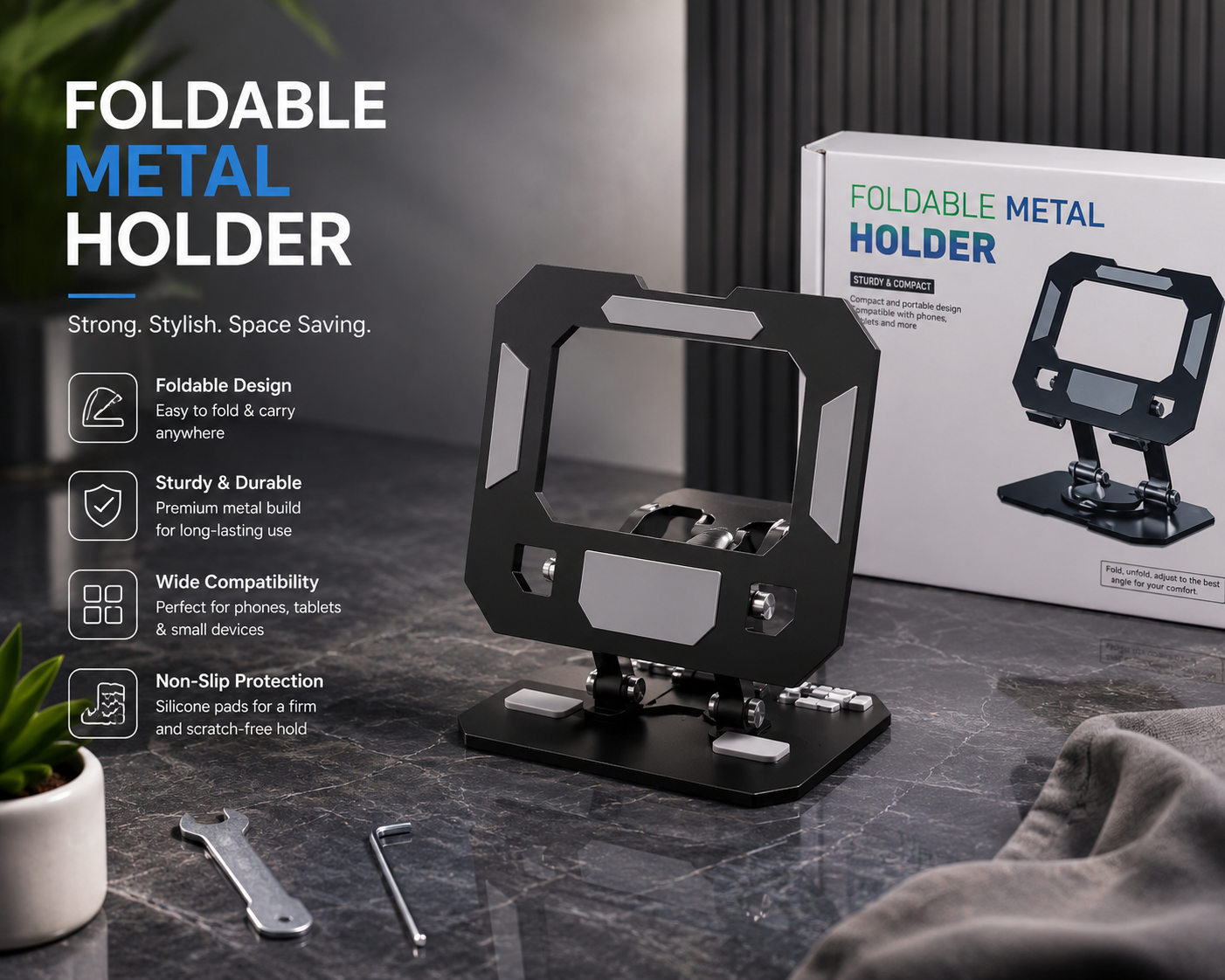 Stand Pro™ – 360° Rotating Foldable Phone & Tablet Stand