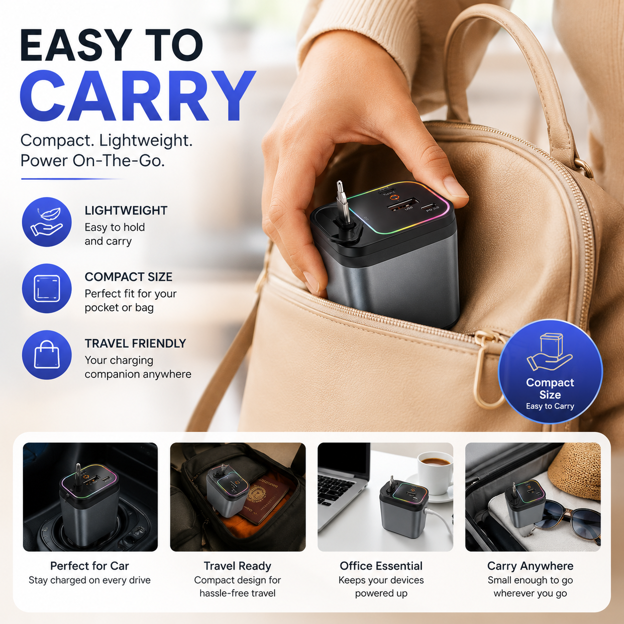 FlexCharge™ 4-in-1 Retractable Fast Car Charger