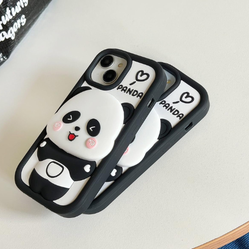 Blush Panda Mirror iPhone Case (With Built-in Stand)
