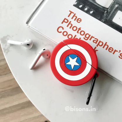 Captain America Shield Edition Airpods - Premium Silicone Case  Apple Airpods Cover