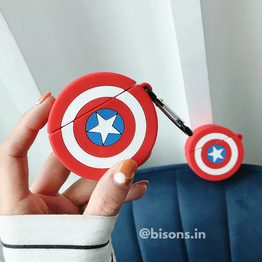 Captain America Shield Edition Airpods - Premium Silicone Case  Apple Airpods Cover