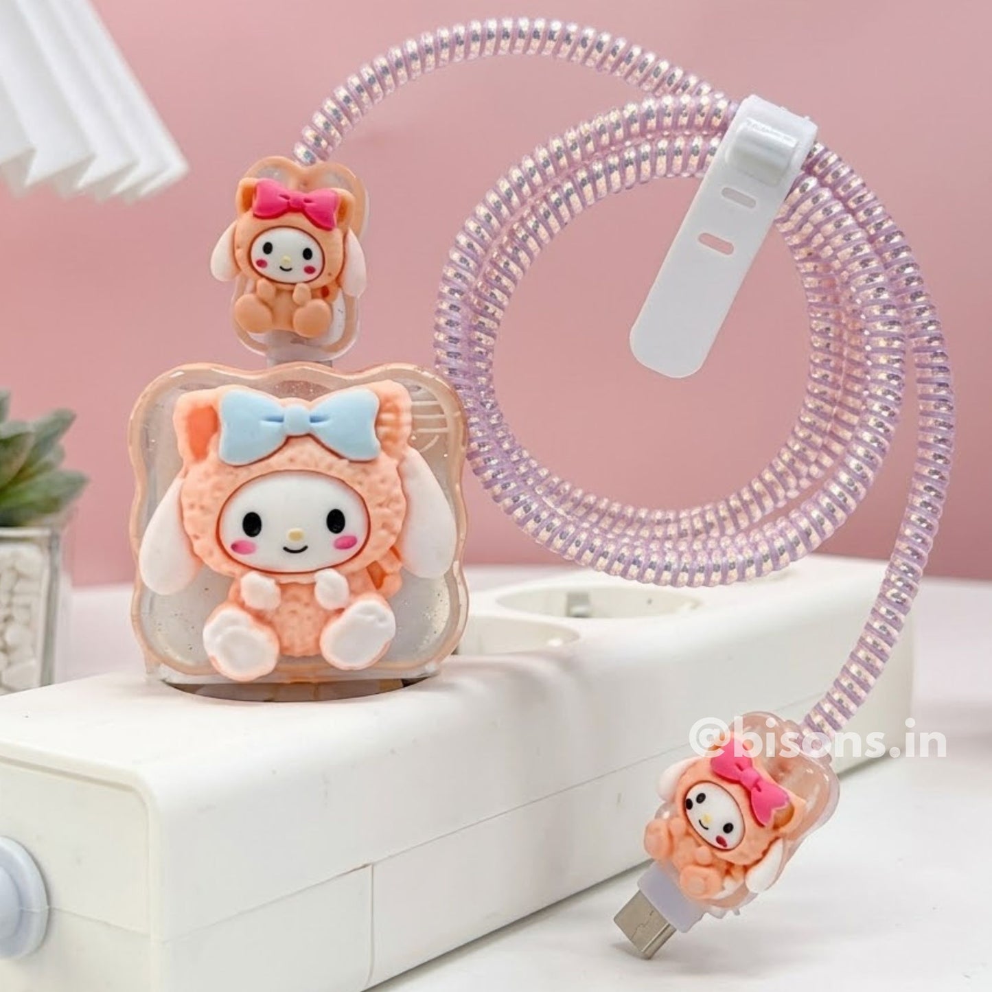 3D PeachAura Edition – iPhone Charger Cover (With Wire Protector