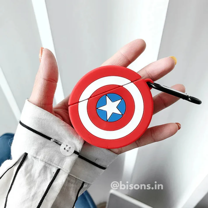 Captain America Shield Edition Airpods - Premium Silicone Case  Apple Airpods Cover