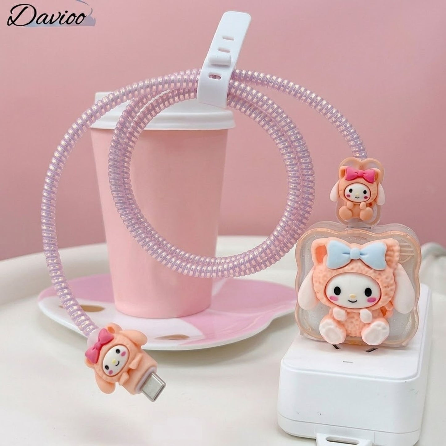 3D PeachAura Edition – iPhone Charger Cover (With Wire Protector