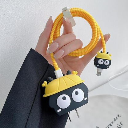 PokoBee: Cute Helmet Edition – iPhone Charger Cover with Cable Protector