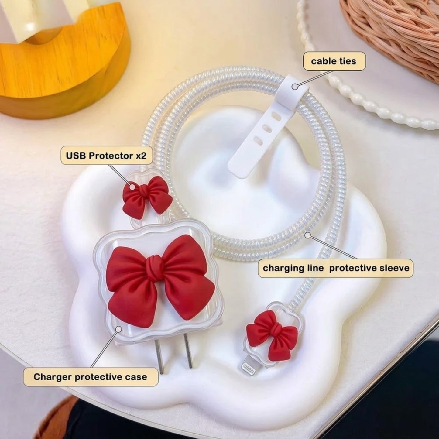 3D Crystal Bow Edition – iPhone Charger Cover (With Wire Protector)
