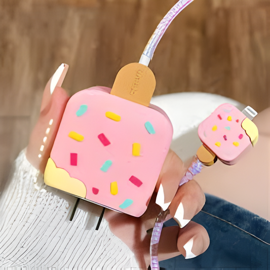PinkFrost Edition – iPhone Charger Cover (With Wire Protector)