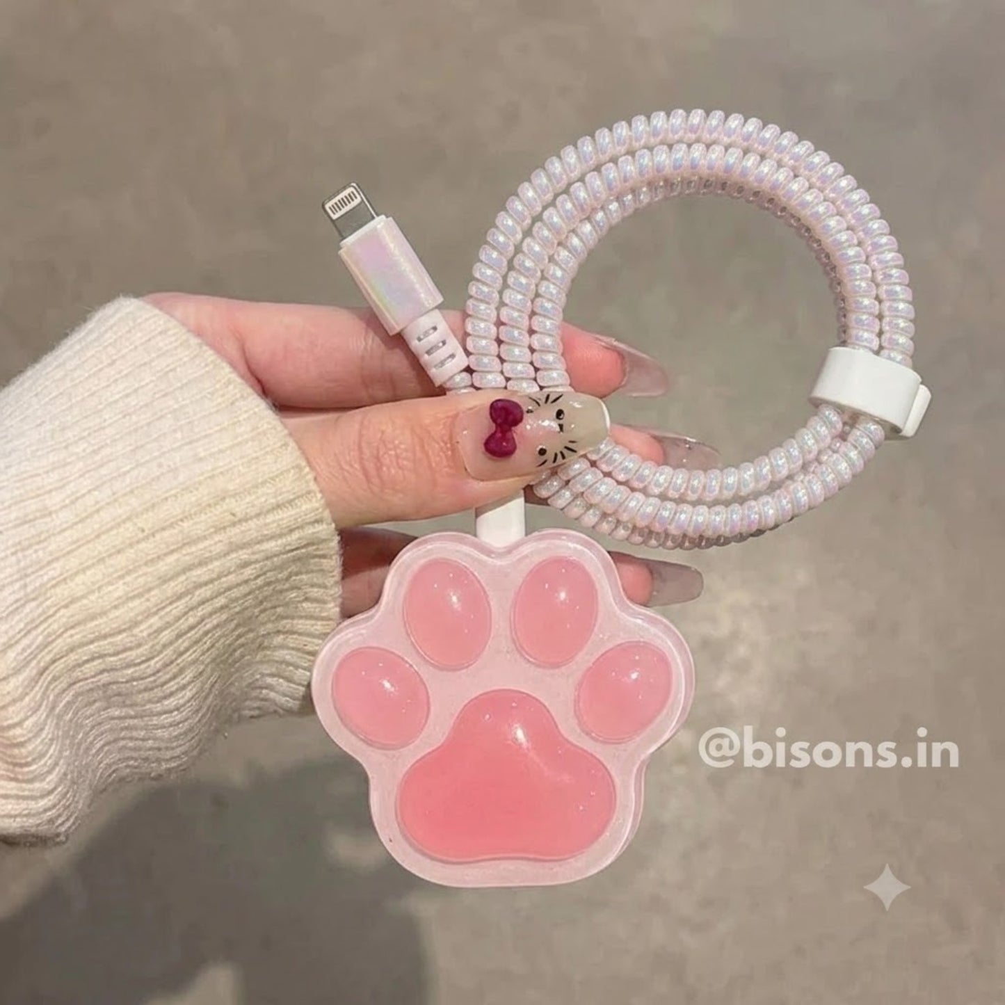 3D Kitty Paw Edition – iPhone Charger Cover (With Wire Protector)