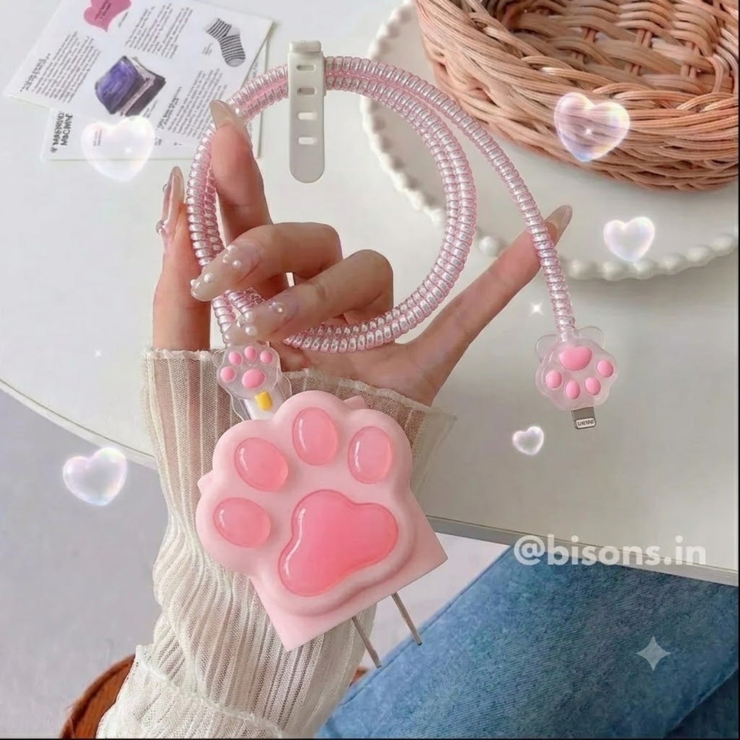 3D Kitty Paw Edition – iPhone Charger Cover (With Wire Protector)