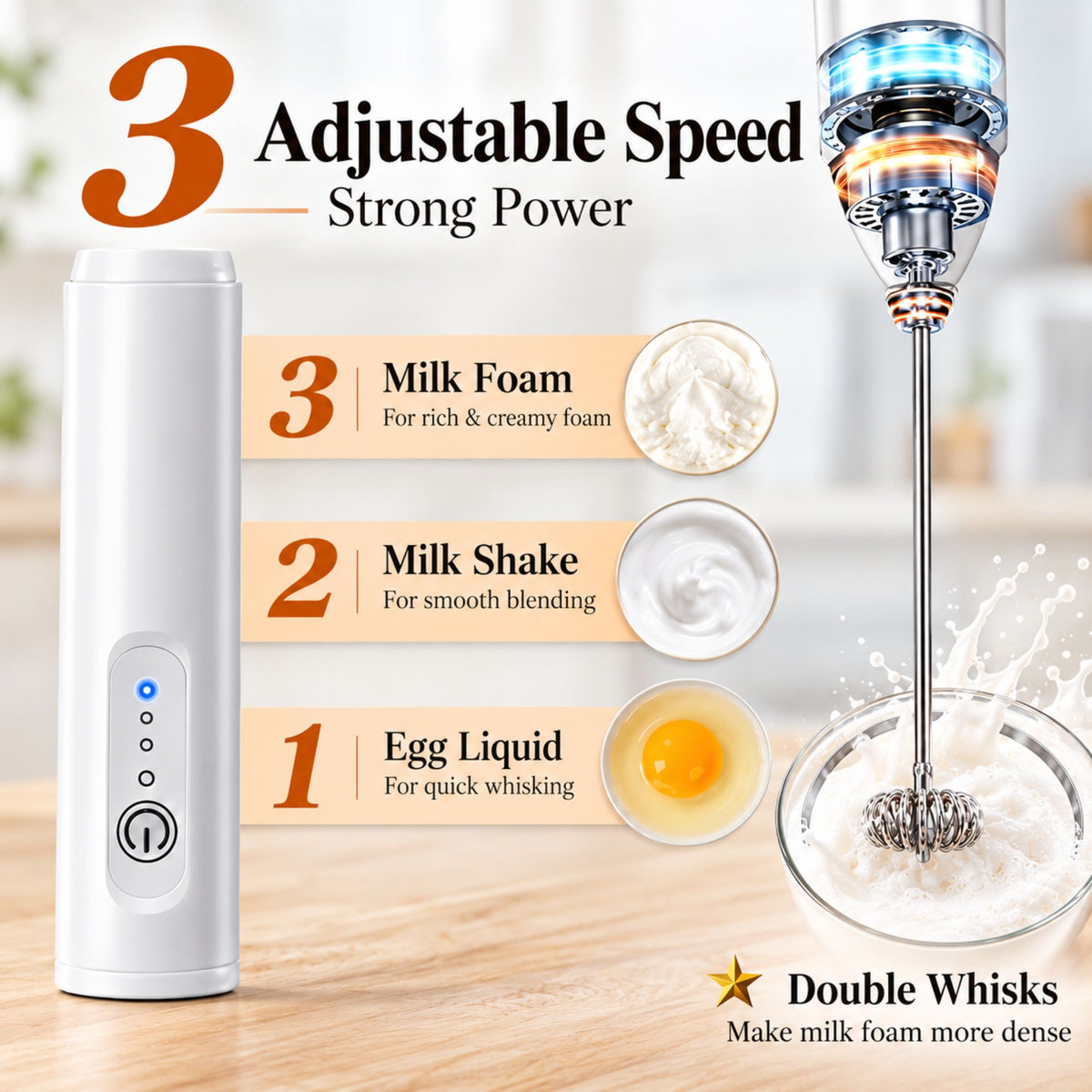 FrothEase™ 3-Speed Electric Milk Frother