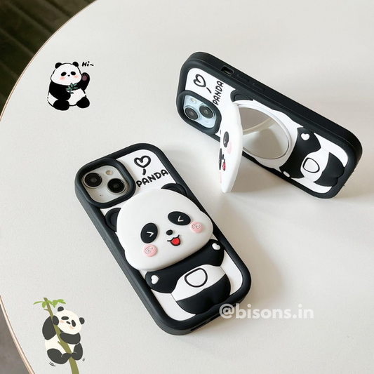 Blush Panda Mirror iPhone Case (With Built-in Stand)