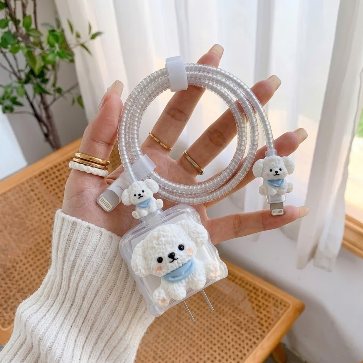 3D Fluffy Puppy Edition – iPhone Charger Cover (With Wire Protector)