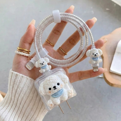 3D Fluffy Puppy Edition – iPhone Charger Cover (With Wire Protector)