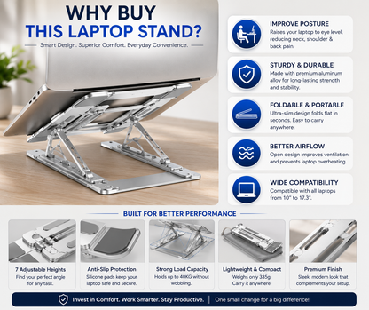 Stand Pro – Foldable Aluminum Laptop & Tablet Stand (6-Level Adjustable)