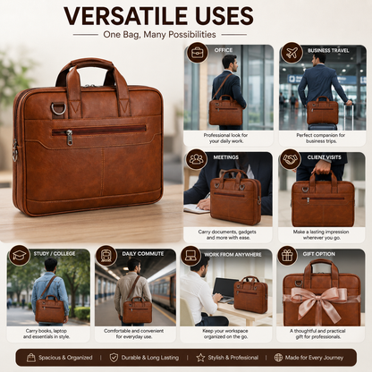 Vintage Brown Monarch Laptop Briefcase