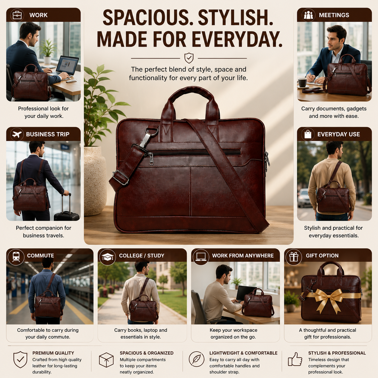 The Executive Tote- Bisons Sienna