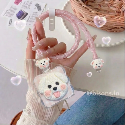 3D Fluffy Bear Edition – iPhone Charger Cover (With Wire Protector)