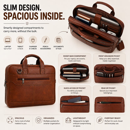 Vintage Brown Monarch Laptop Briefcase