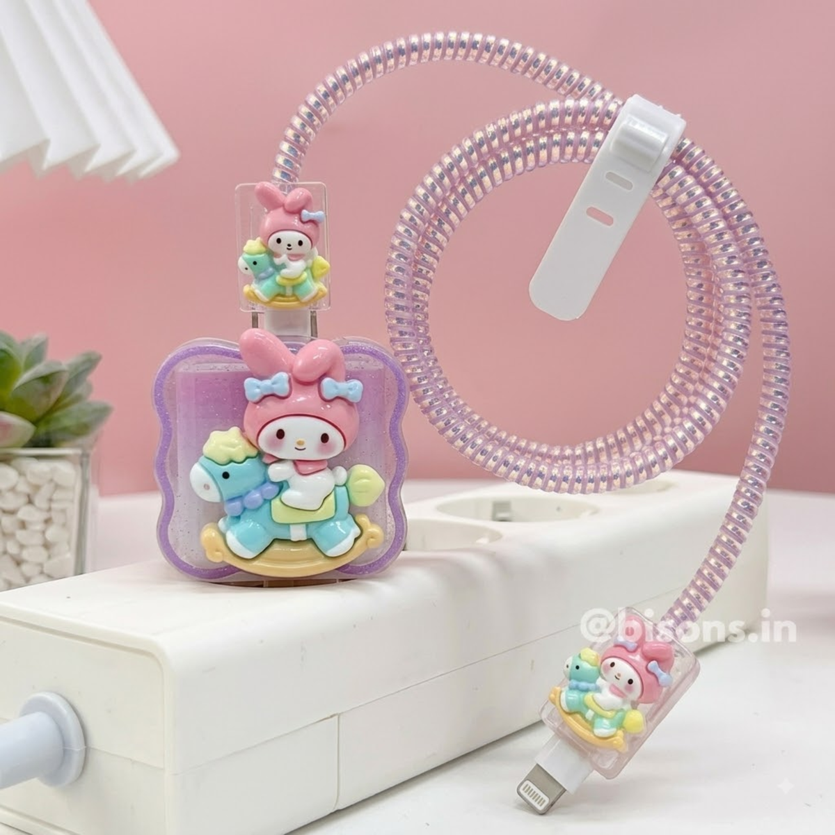 3D Pastel Unicorn Edition – iPhone Charger Cover (With Wire Protector)