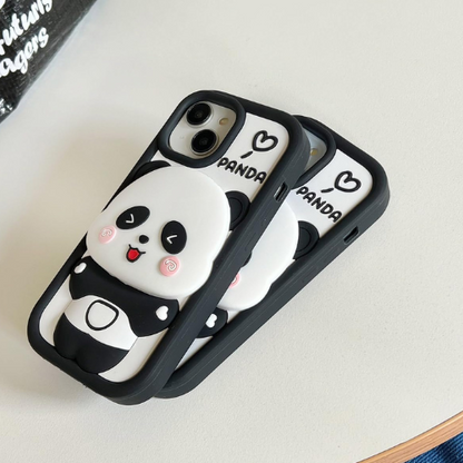 Blush Panda Mirror iPhone Case (With Built-in Stand)
