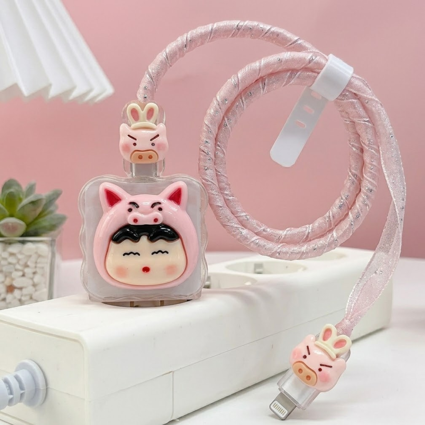 3D Pink Shinchan Edition – iPhone Charger Cover (With Wire Protector)