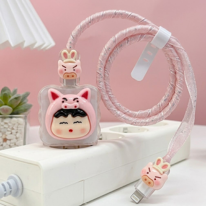 3D Pink Shinchan Edition – iPhone Charger Cover (With Wire Protector)