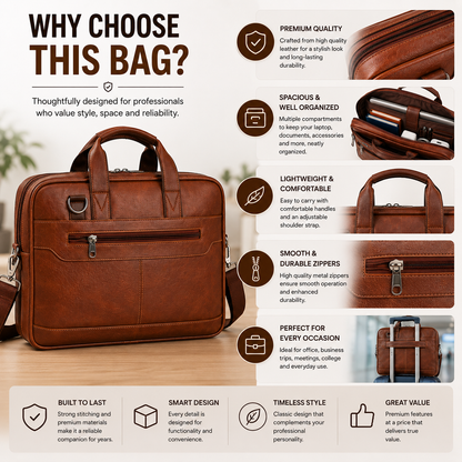 Vintage Brown Monarch Laptop Briefcase