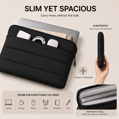Carbon Black Quilted MacBook Sleeve