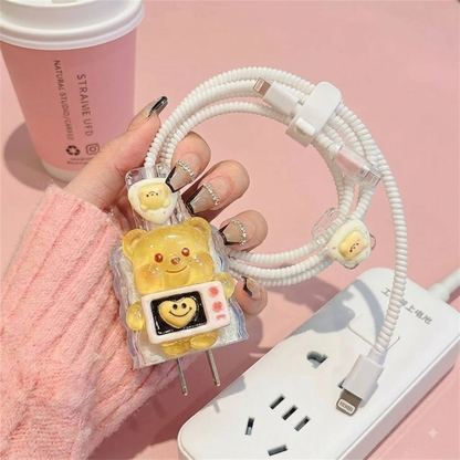 3D Honey Bear Edition – iPhone Charger Cover (With Wire Protector)