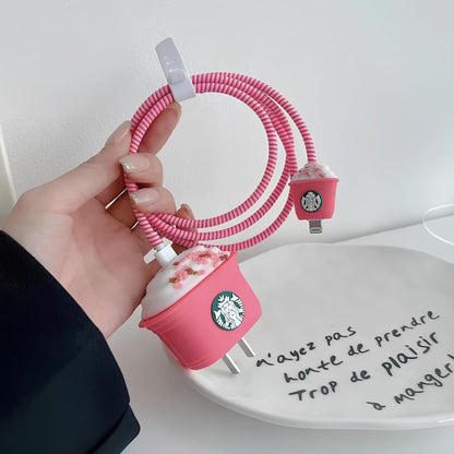 Starbucks Pink Edition – iPhone Charger Cover (With Wire Protector)