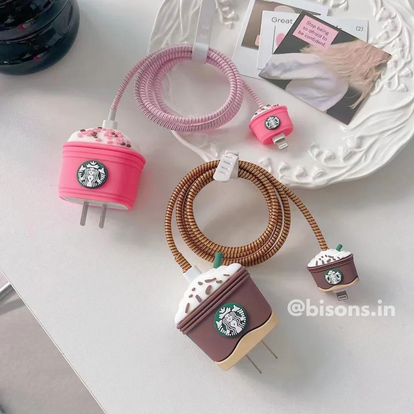Starbucks Pink Edition – iPhone Charger Cover (With Wire Protector)
