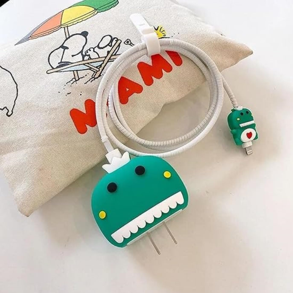 Cute Dino – iPhone Charger Cover (With Wire Protector)