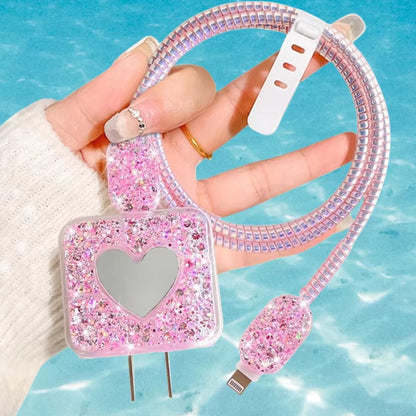 3D Crystal Heart Edition – iPhone Charger Cover (With Wire Protector)