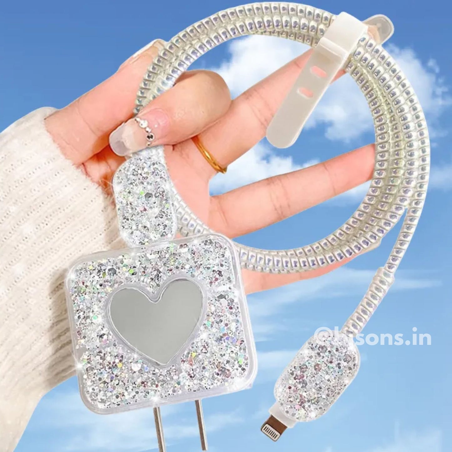 3D Crystal Heart Edition – iPhone Charger Cover (With Wire Protector)