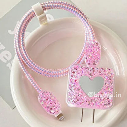 3D Crystal Heart Edition – iPhone Charger Cover (With Wire Protector)