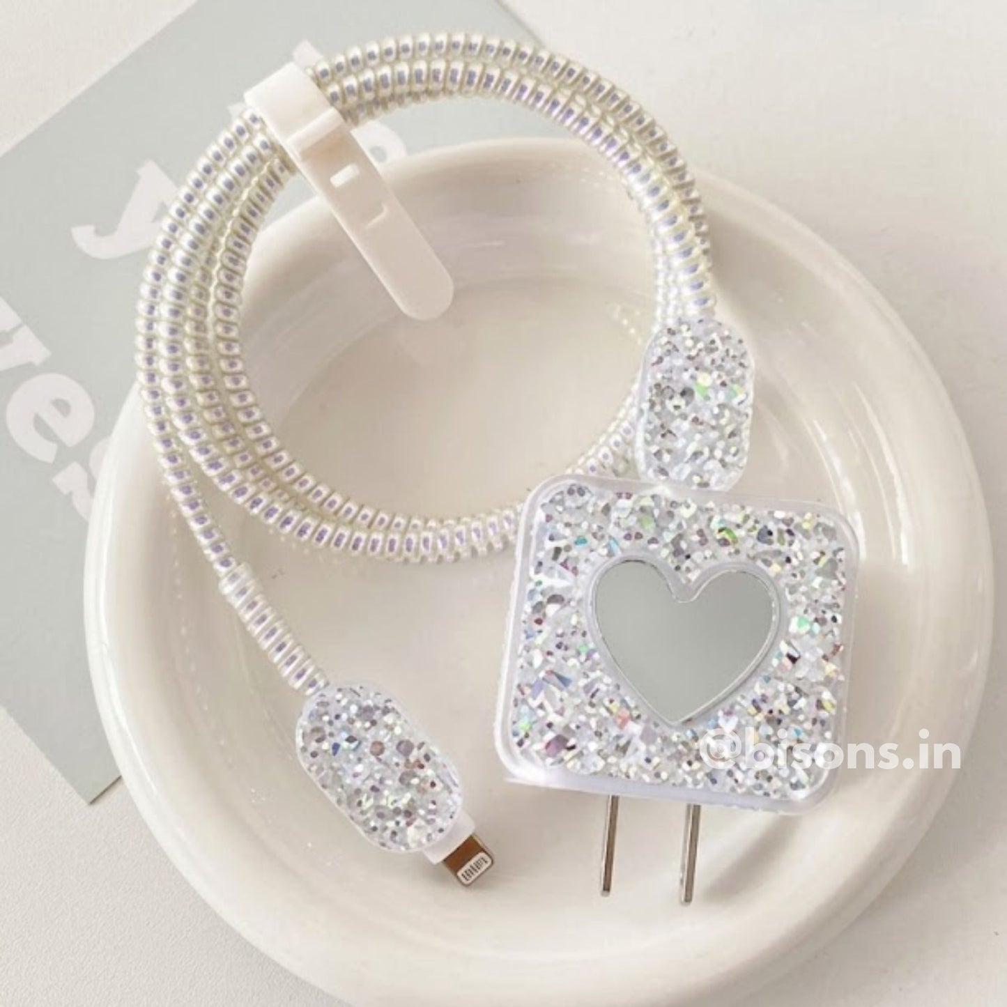 3D Crystal Heart Edition – iPhone Charger Cover (With Wire Protector)