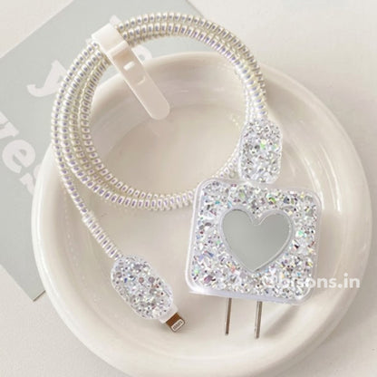 3D Crystal Heart Edition – iPhone Charger Cover (With Wire Protector)