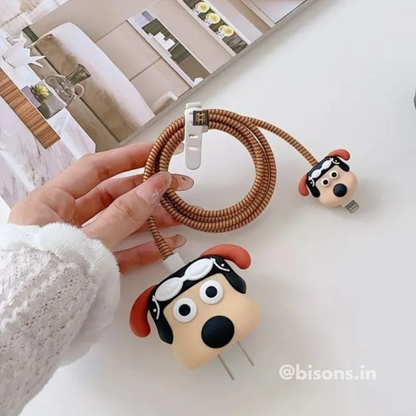 Pilot Pug Edition – iPhone Charger Cover (With Wire Protector)
