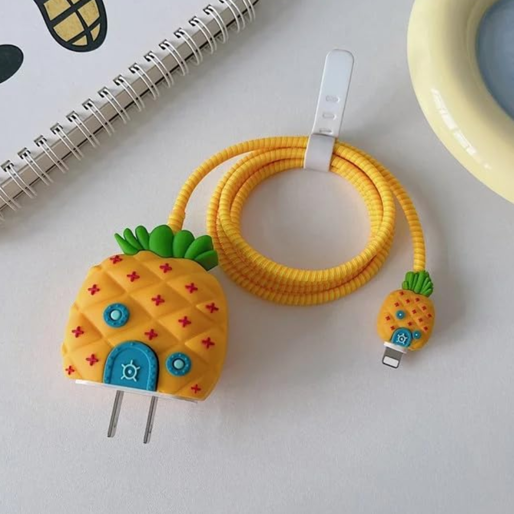 Sponge Pineapple House– iPhone Charger Cover (With Wire Protector)
