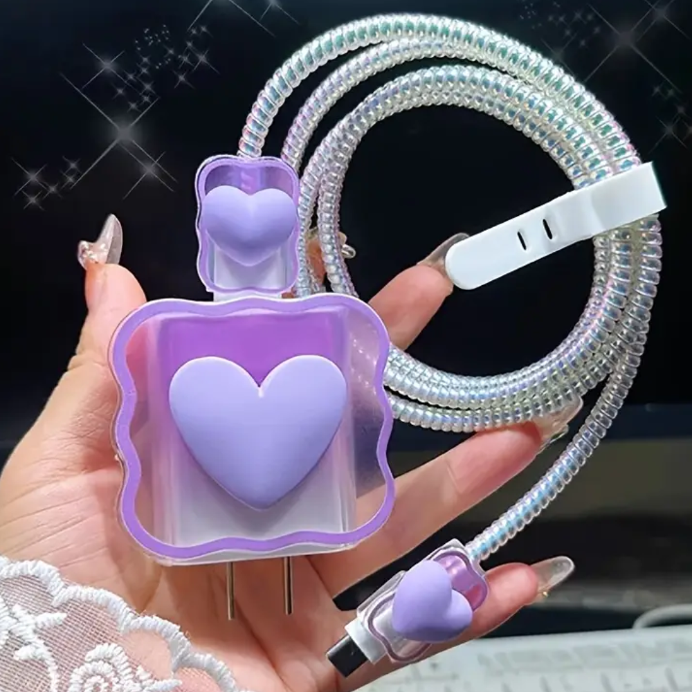 3D Little Heart Edition – iPhone Charger Cover (With Wire Protector)