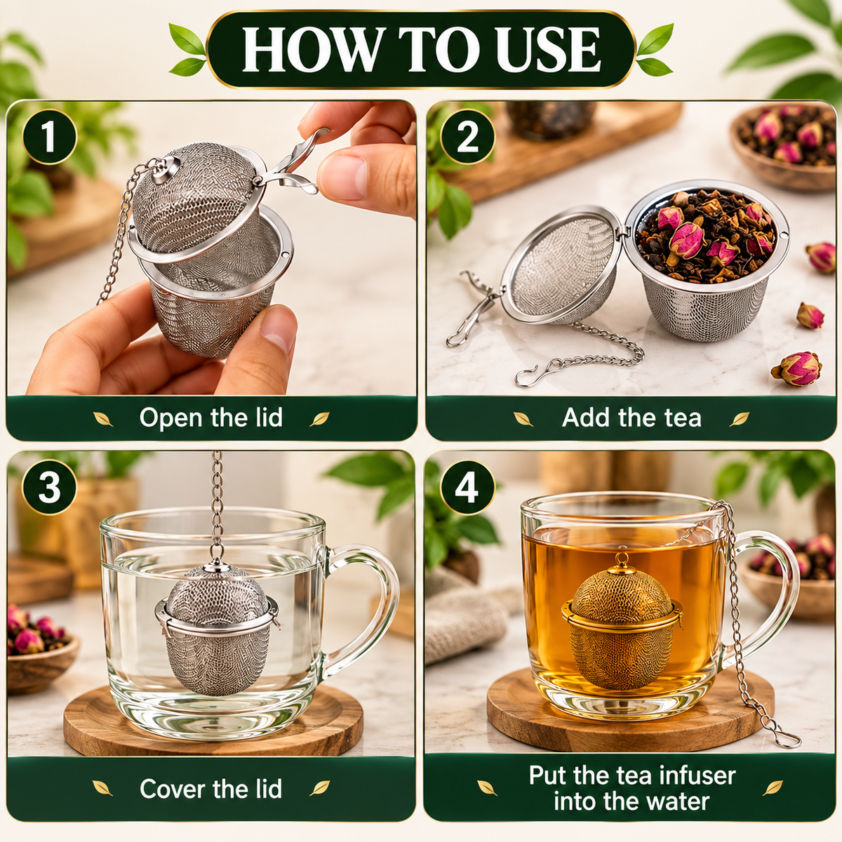BrewMitra™ – Stainless Steel Tea Infuser Set