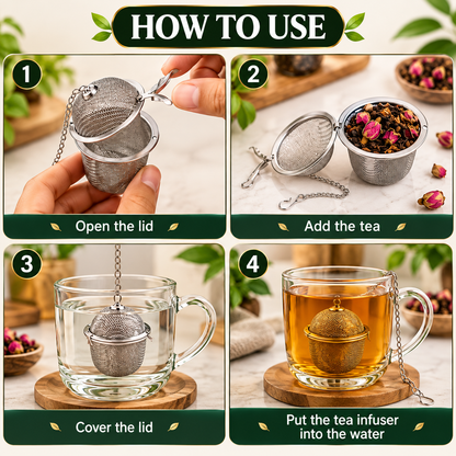BrewMitra™ – Stainless Steel Tea Infuser Set