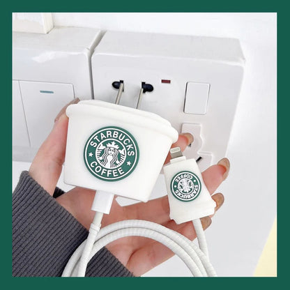 Starbucks White Edition – iPhone Charger Cover (With Wire Protector)