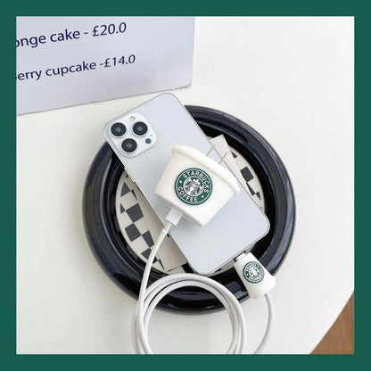 Starbucks White Edition – iPhone Charger Cover (With Wire Protector)