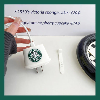 Starbucks White Edition – iPhone Charger Cover (With Wire Protector)