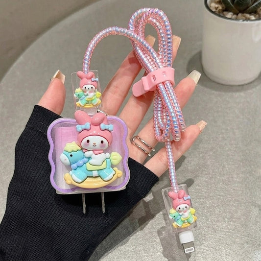 3D Pastel Unicorn Edition – iPhone Charger Cover (With Wire Protector)
