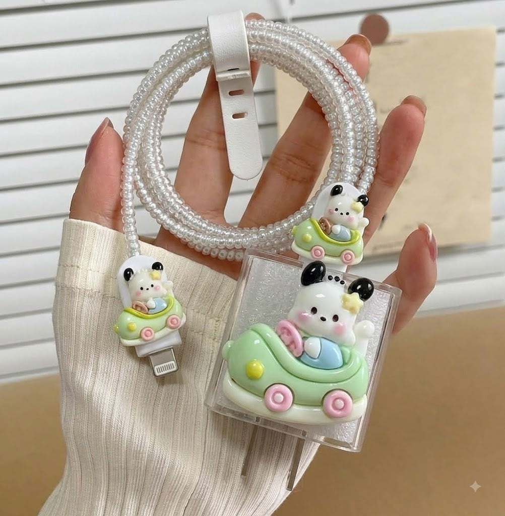 3D Puppy Ride Edition – iPhone Charger Cover (With Wire Protector)