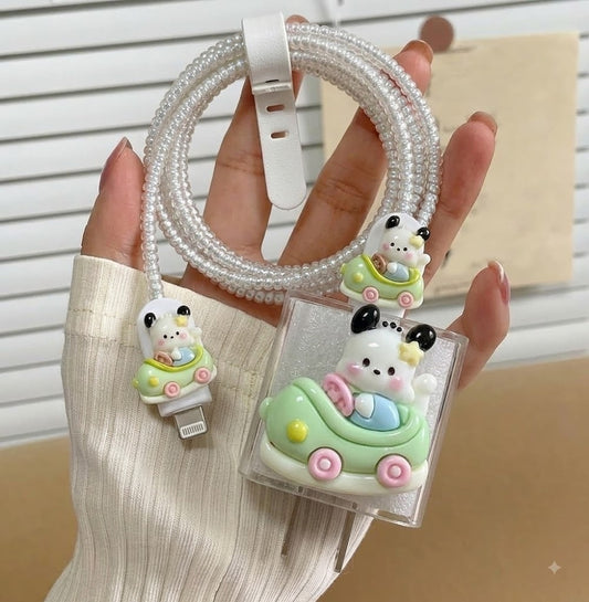3D Puppy Ride Edition – iPhone Charger Cover (With Wire Protector)