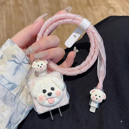 3D Fluffy Bear Edition – iPhone Charger Cover (With Wire Protector)